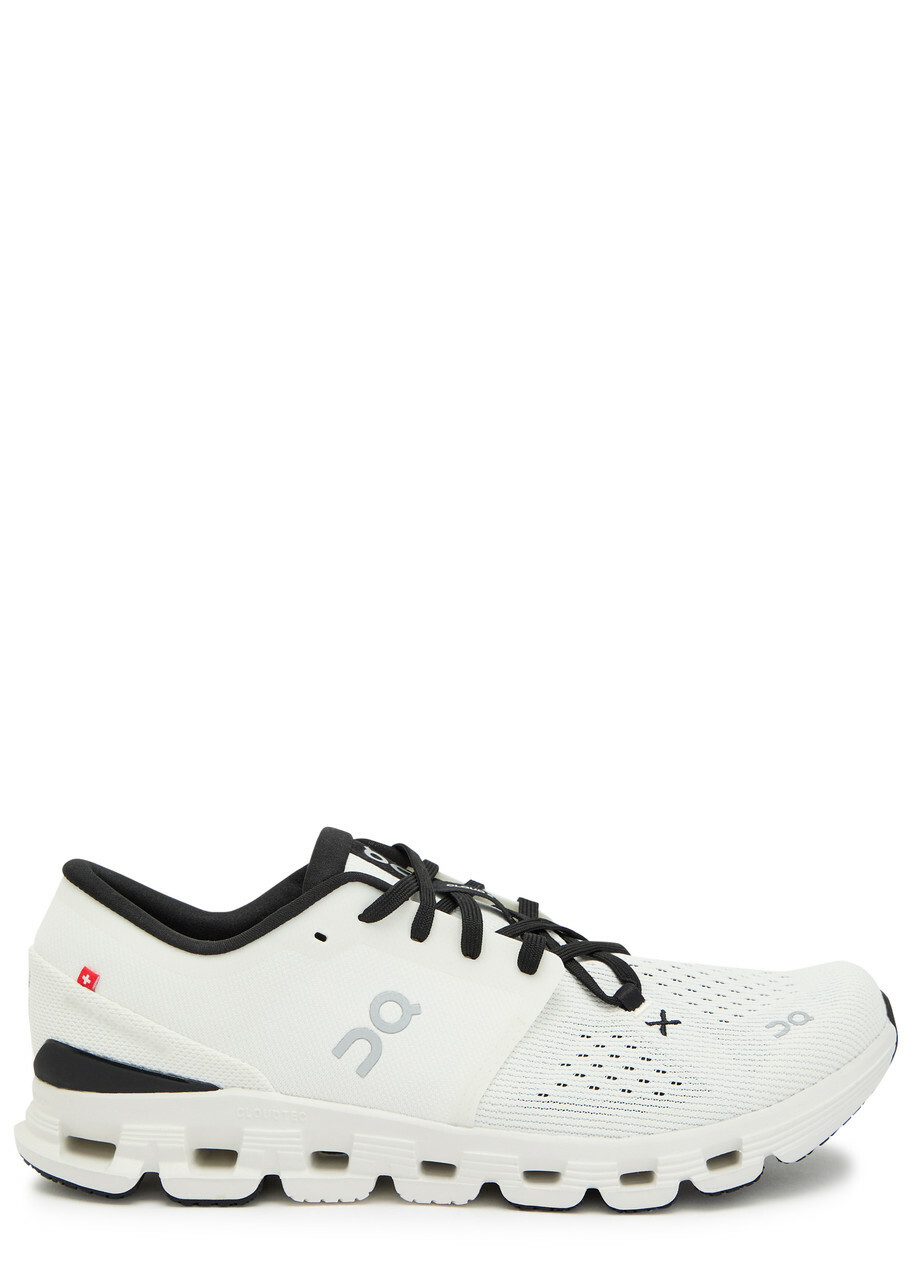 ON Cloud X 4 Panelled Mesh-knit Sneakers Ivory