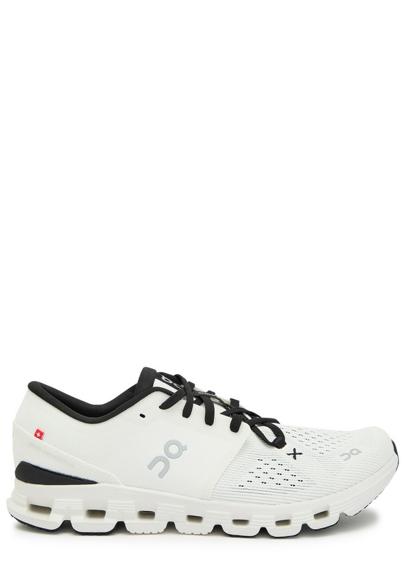 Photo: ON Cloud X 4 Panelled Mesh-knit Sneakers Ivory