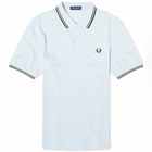 Fred Perry Men's Slim Fit Twin Tipped Polo Shirt in Light Ice/Field Green/Black