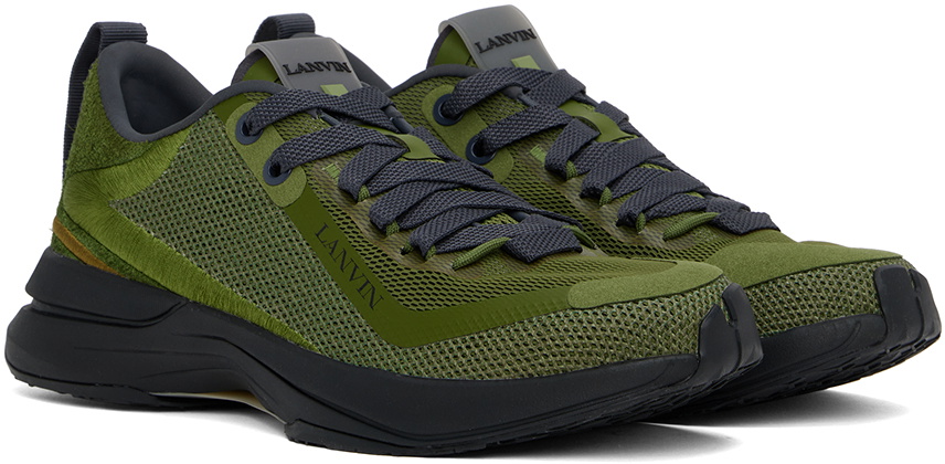Lanvin Khaki L-I Mesh Sneakers