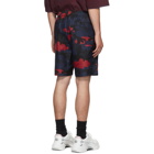 Valentino Navy and Red Camo Shorts