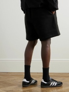 FEAR OF GOD ESSENTIALS - Wide-Leg Logo-Print Cotton-Blend Jersey Drawstring Shorts - Black