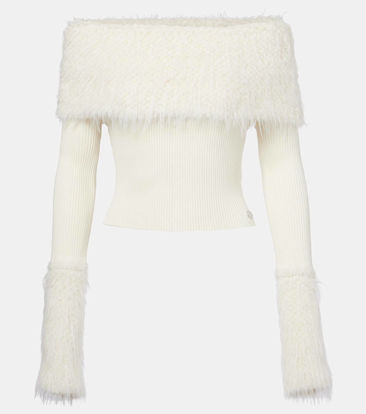 Jean Paul Gaultier Ribbed-knit faux fur-trimmed top