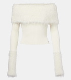 Jean Paul Gaultier Ribbed-knit faux fur-trimmed top