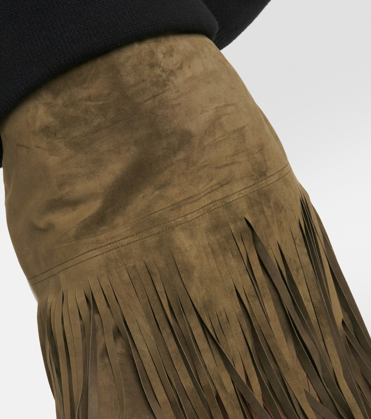 23SS新作【MaxMara】Suede skirt with fringe フリンジスカート Max Mara Battage fringe-trimmed suede midi skirt Max Mara