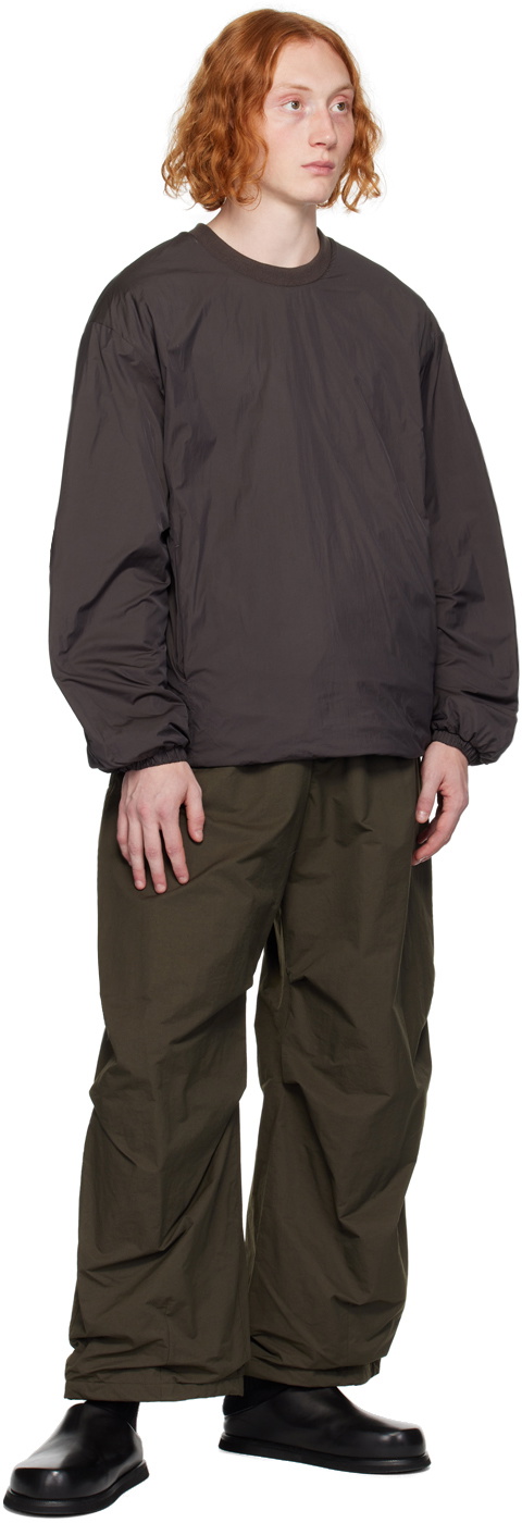 AMOMENTO Brown Quilted Reversible Sweatshirt