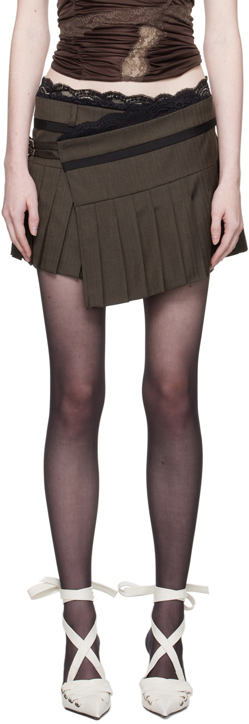 VAILLANT Brown Asymmetric Miniskirt