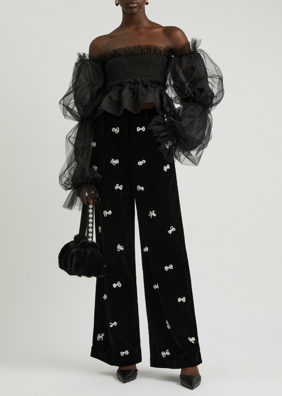 Sister Jane Mystery Smocked Tulle top Black Sister Jane