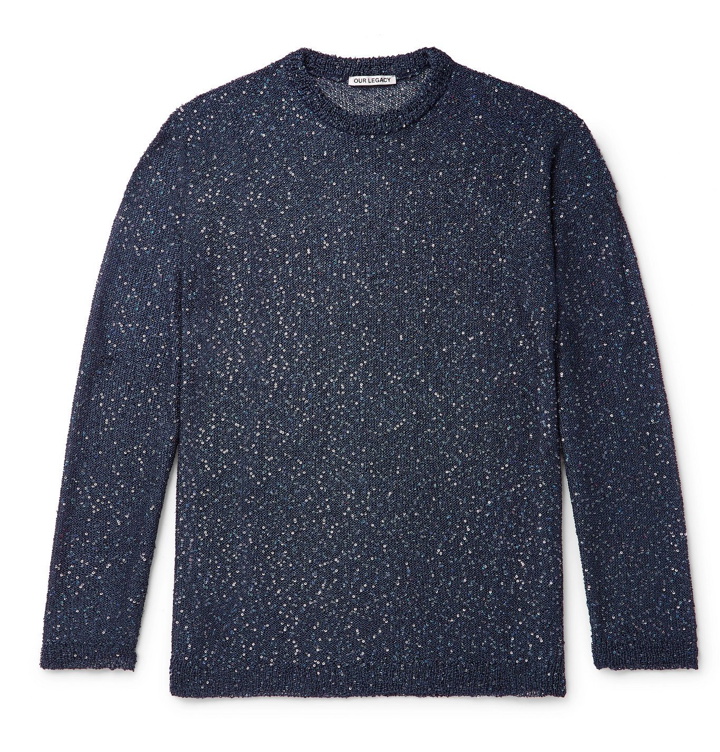 Photo: Our Legacy - Sequin-Embellished Knitted Sweater - Blue