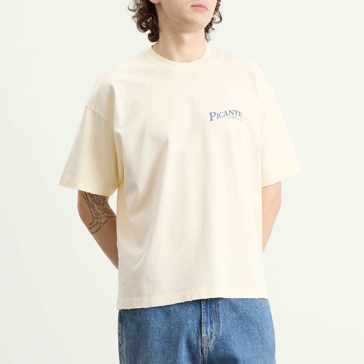 Picante Men's Peaks Patch T-Shirt in Ivory