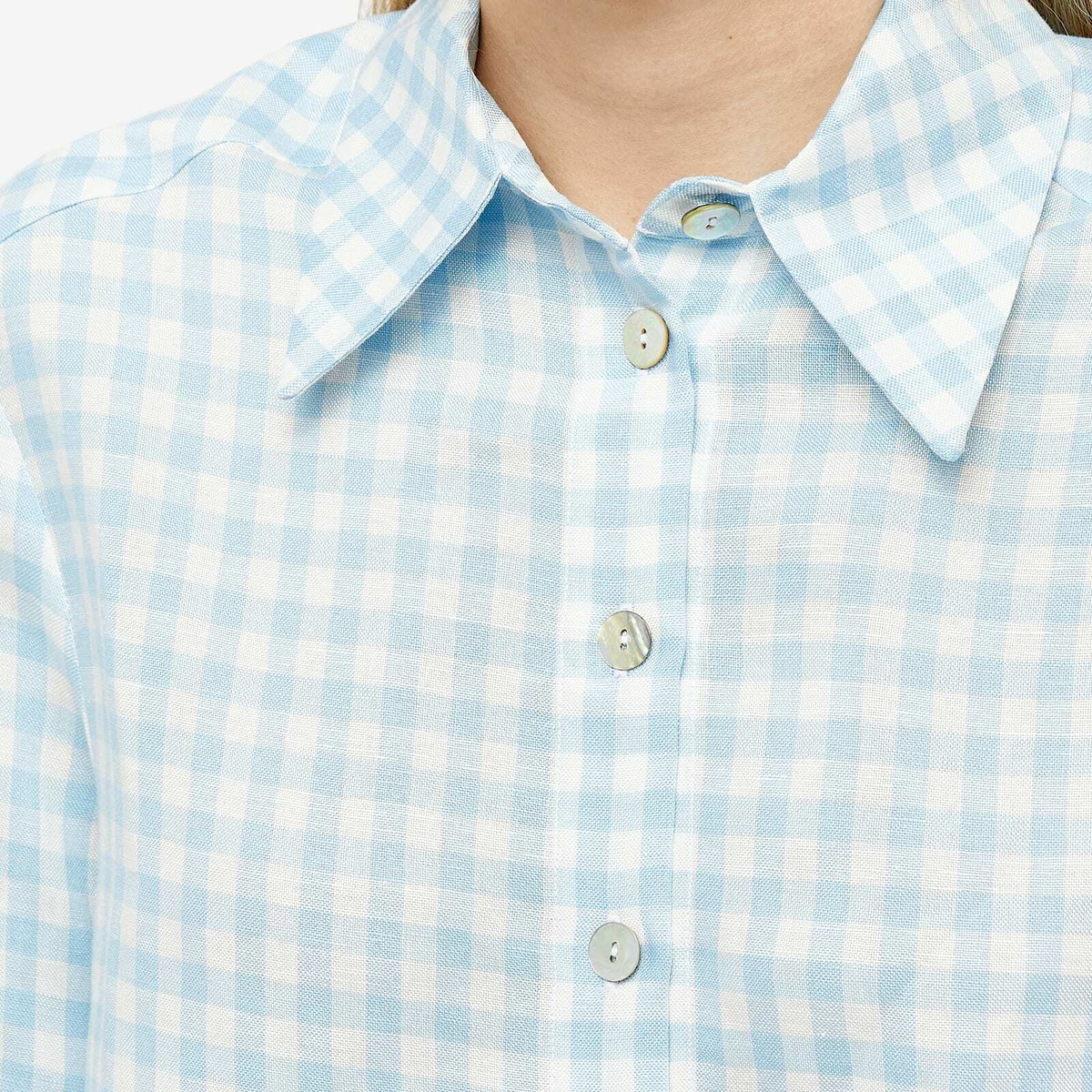 Sleeper Women's Safari Crop Shirt in Blue/White