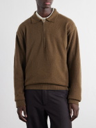 ATON - Wool-Blend Half-Zip Polo Sweater - Brown
