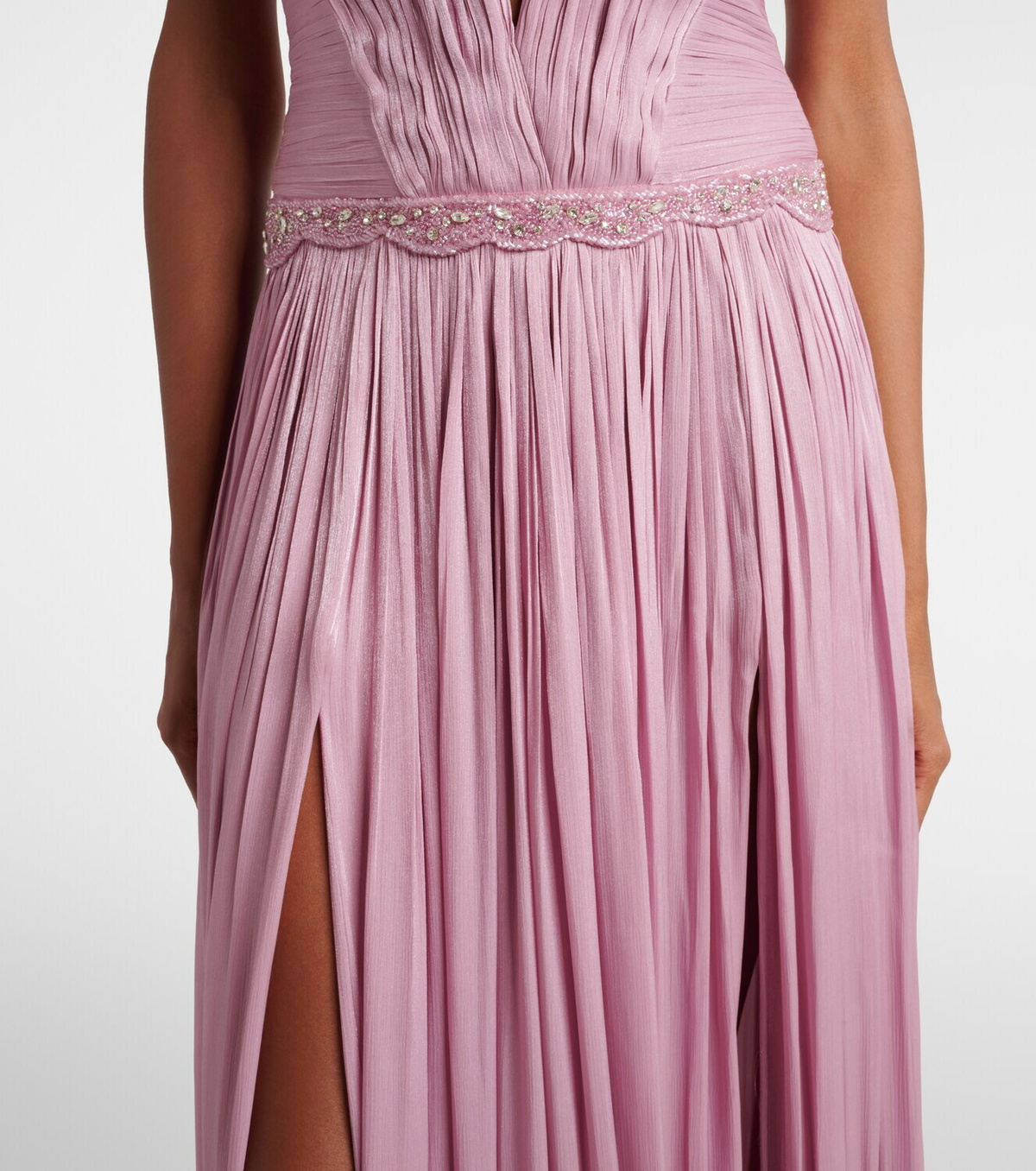 Costarellos Juliette halterneck georgette lamé gown