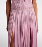 Costarellos Juliette halterneck georgette lamé gown