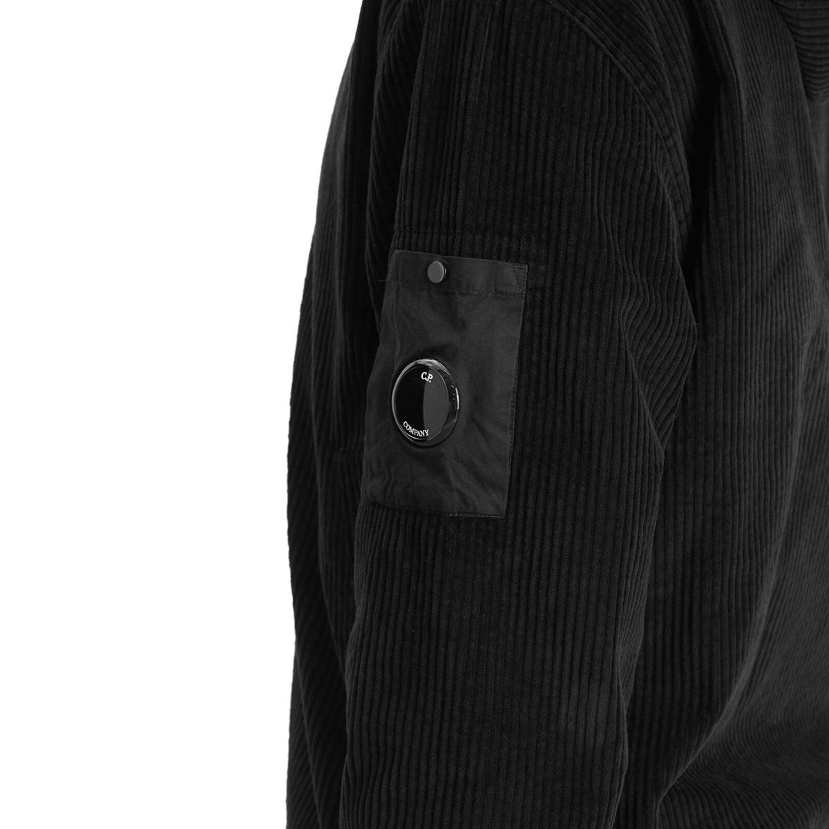 C.P. Company Men's Corduroy Lens Zip Hoodie in Black