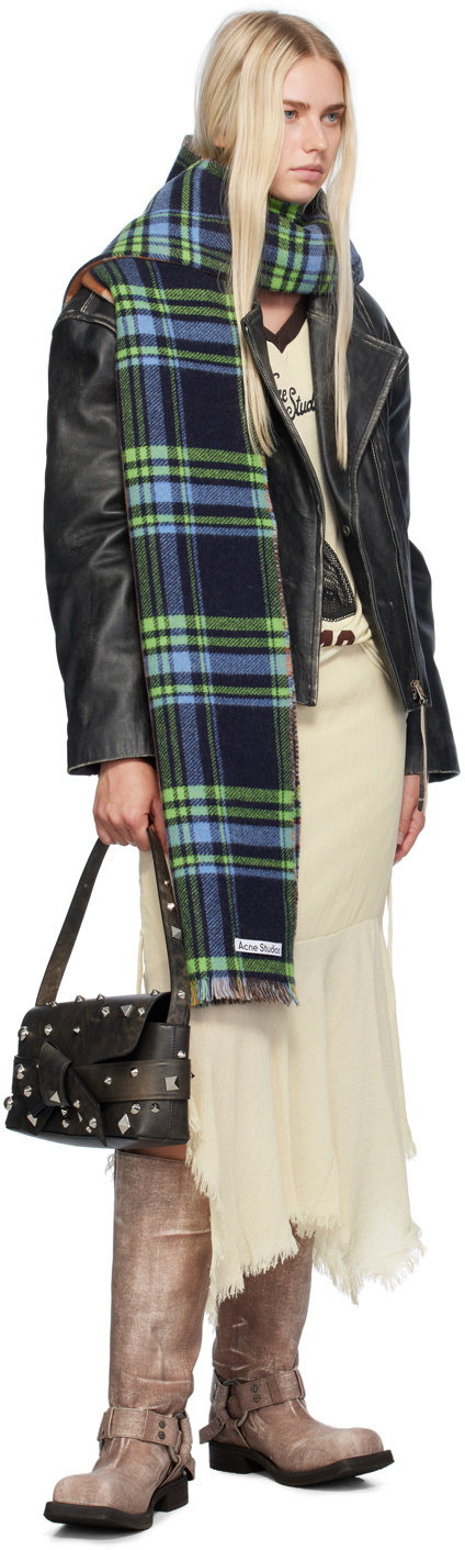 Acne Studios Multicolor Mixed Check Wool Scarf Acne Studios