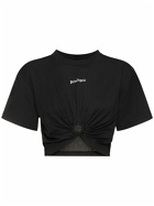 PALM ANGELS Classic Logo Cotton Crop T-shirt with ring