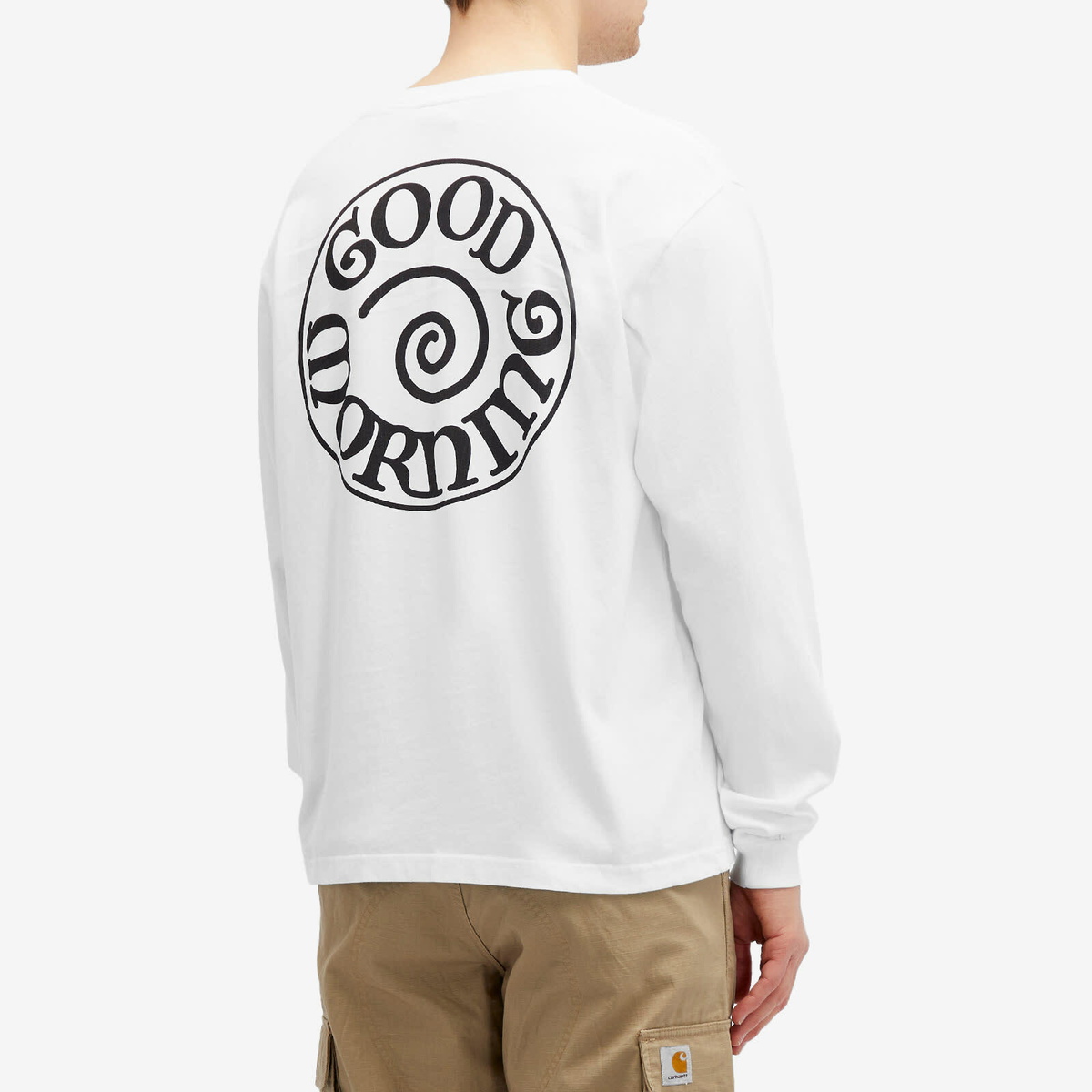 *新作アイテム* Good Morning Tapes Swirl Tee Good Morning Tapes Men's Spiral Logo Long Sleeve T-Shirt in