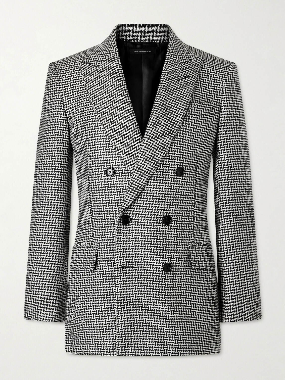 TOM FORD - Sequin-Detailed Houndstooth Wool-Blend Suit Jacket - Black