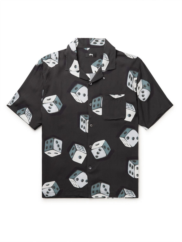 Photo: Stussy - Camp-Collar Printed Voile Shirt - Black