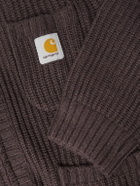 Carhartt WIP - Logo-Appliquéd Ribbed-Knit Zip-Up Cardigan - Brown