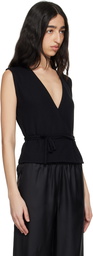 LESET Black Lauren Sleeveless Wrap Vest