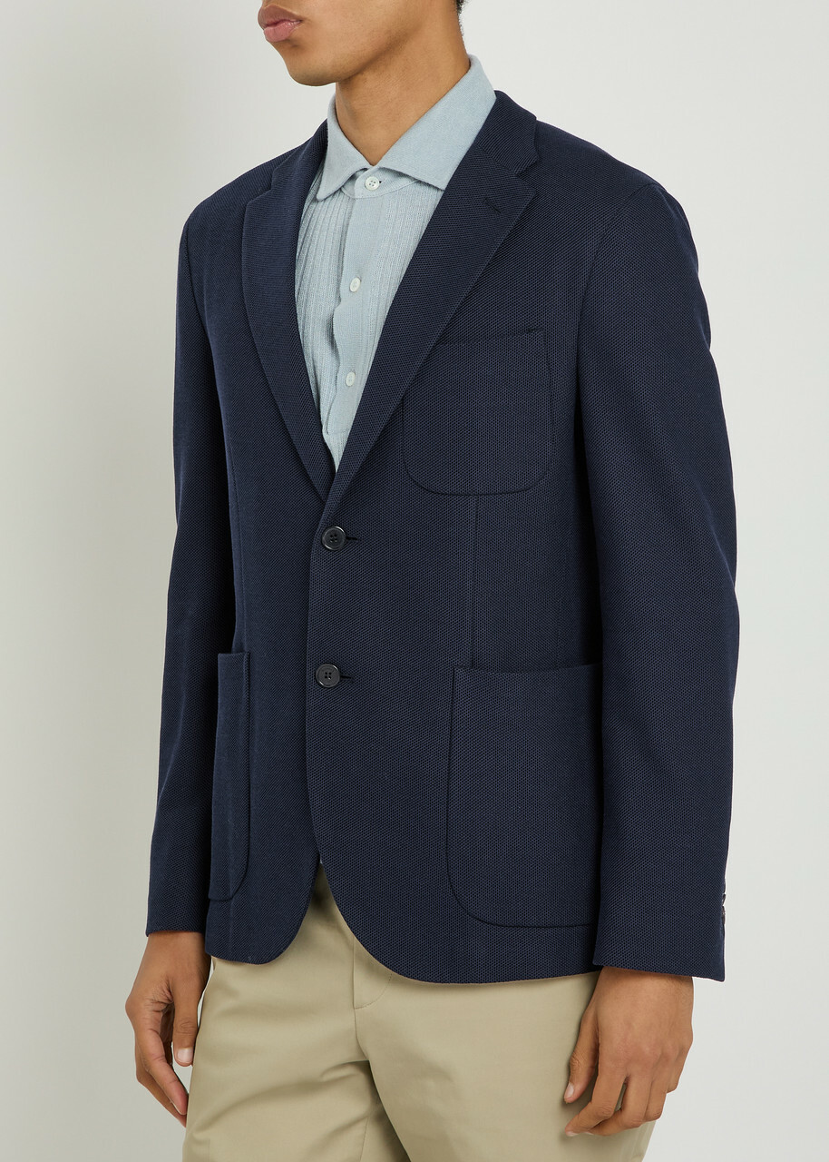 Slowear Textured Cotton Blazer Navy