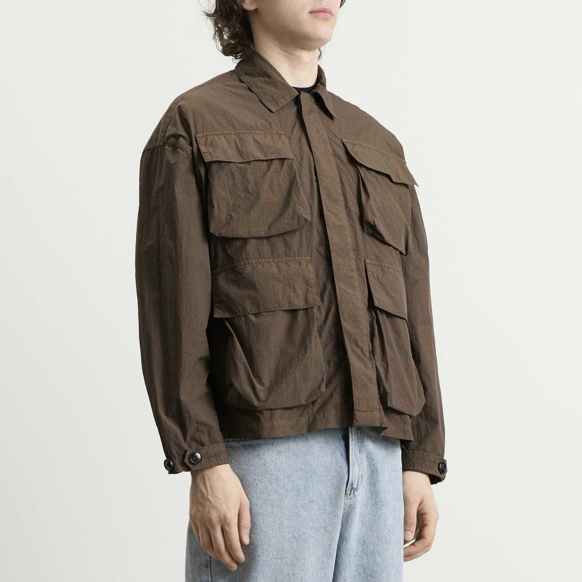 MKI Men's Garment Dye Box Overshirt in Deep Khaki