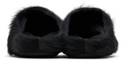 Marni Black Long Hair Calfskin Fussbett Sabot Loafers