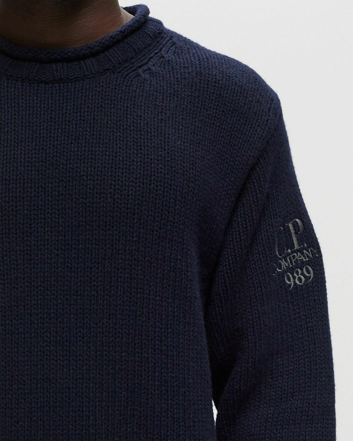 C.P. Company Lambswool Grs Boxy Mock Neck Knit Blue Pullovers C.P.