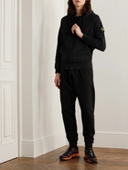 Stone Island - Garment-Dyed Logo-Appliquéd Cotton-Jersey Zip-Up Hoodie - Black