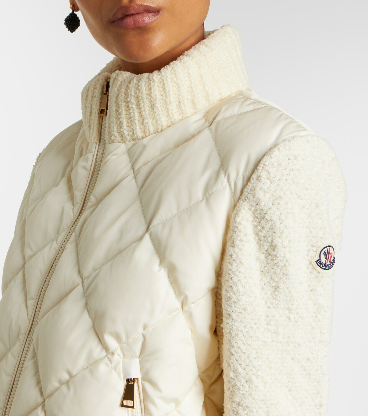 Moncler Down-paneled cotton-blend cardigan
