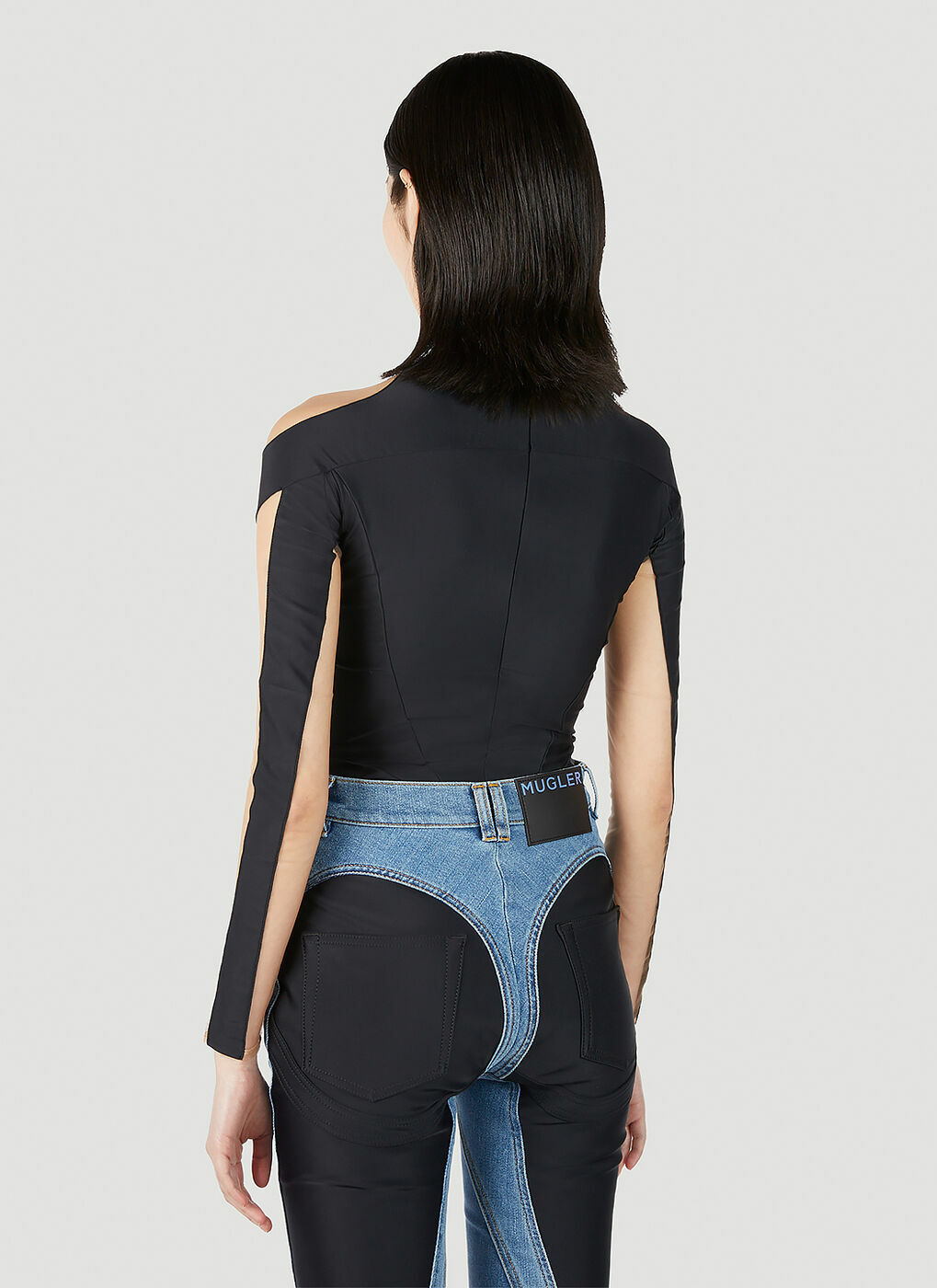 Knitted Cut Out Bodysuit - Black