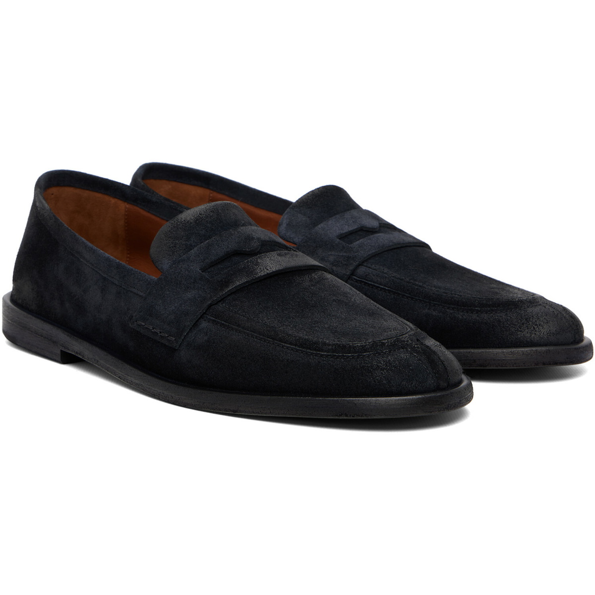 Marsèll Navy Stesa Reversed Leather Loafers