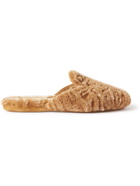 Manolo Blahnik - Montague Shearling Slippers - Brown