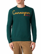 MC2 Saint Barth Man Crewneck Sweater With Courmayeur Après Ski Embroidery