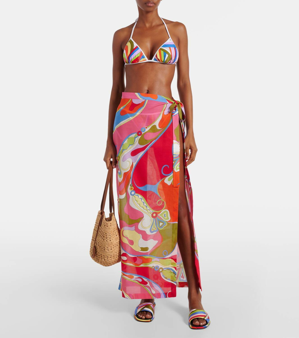 Pucci Printed triangle bikini top