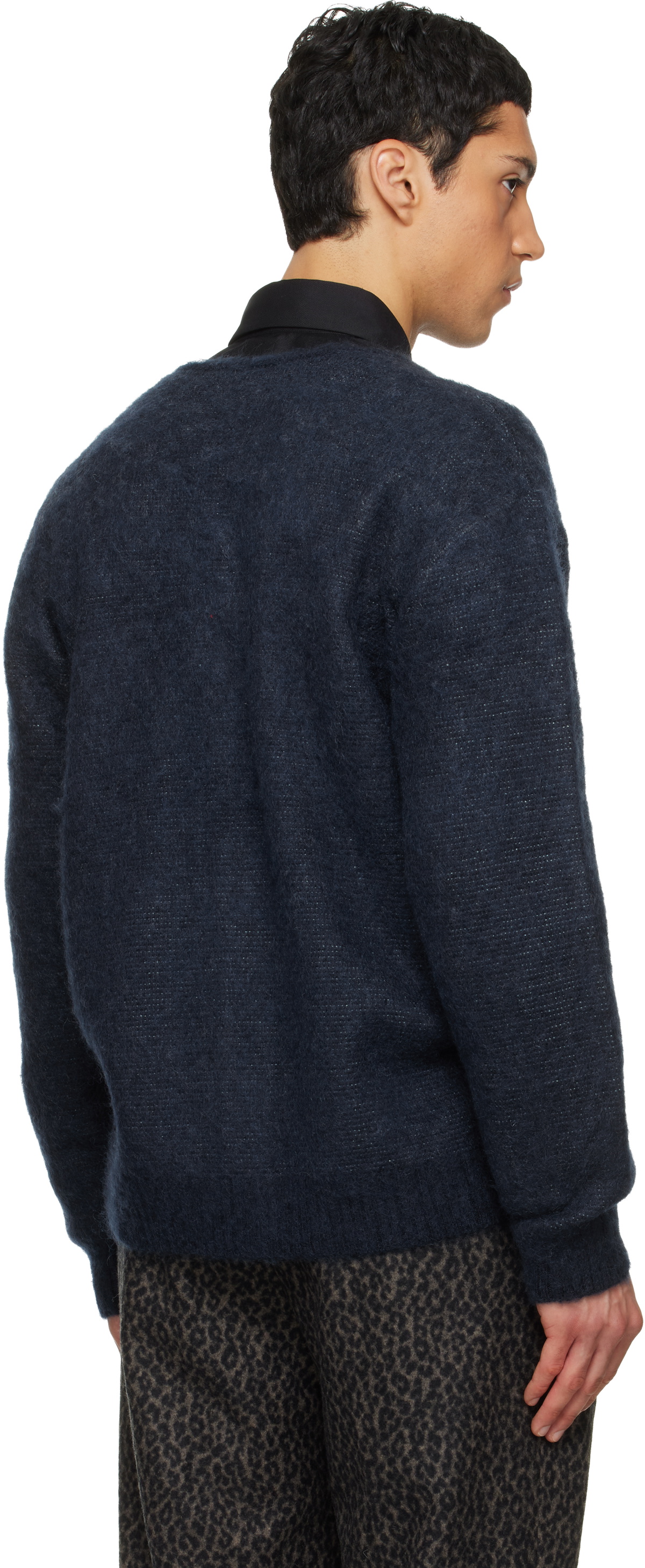 NEEDLES Navy Mohair Emblem Cardigan Needles