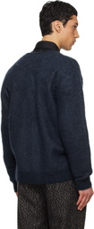 NEEDLES Navy Mohair Emblem Cardigan
