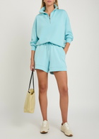 Varley Hawley Half-zip Stretch-jersey Sweatshirt Light Blue