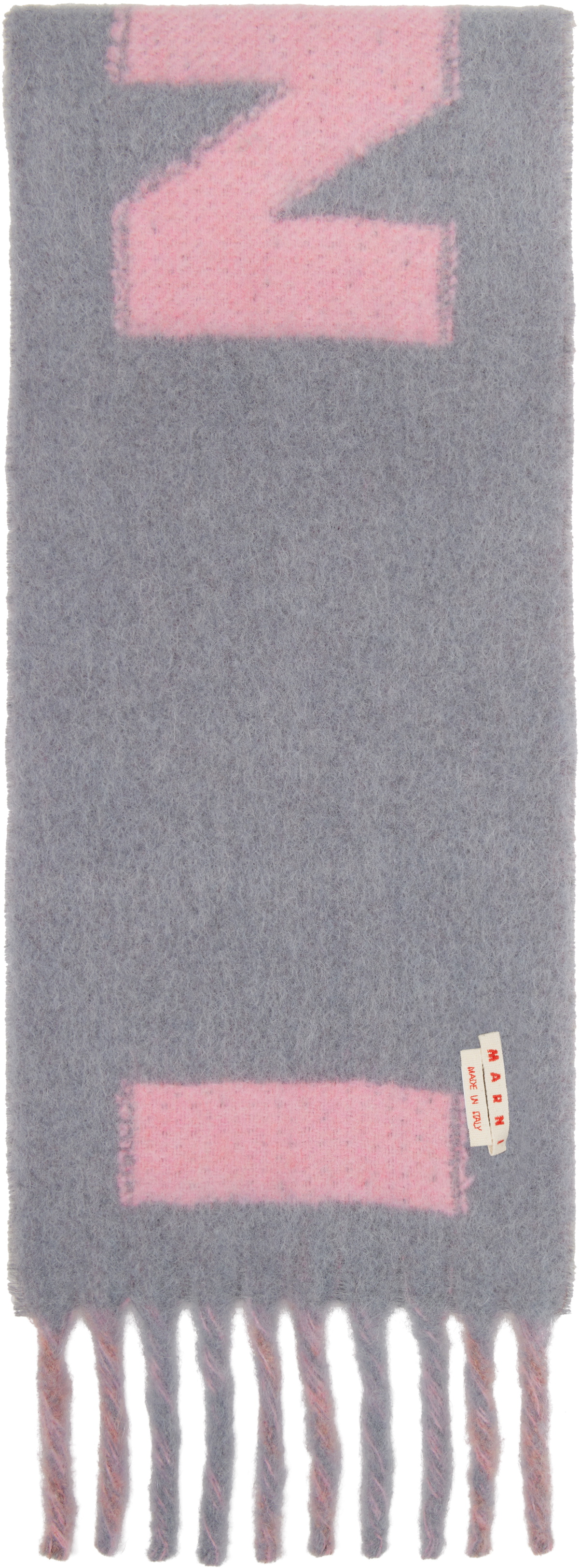 Marni Pink & Gray Striped Alpaca Scarf