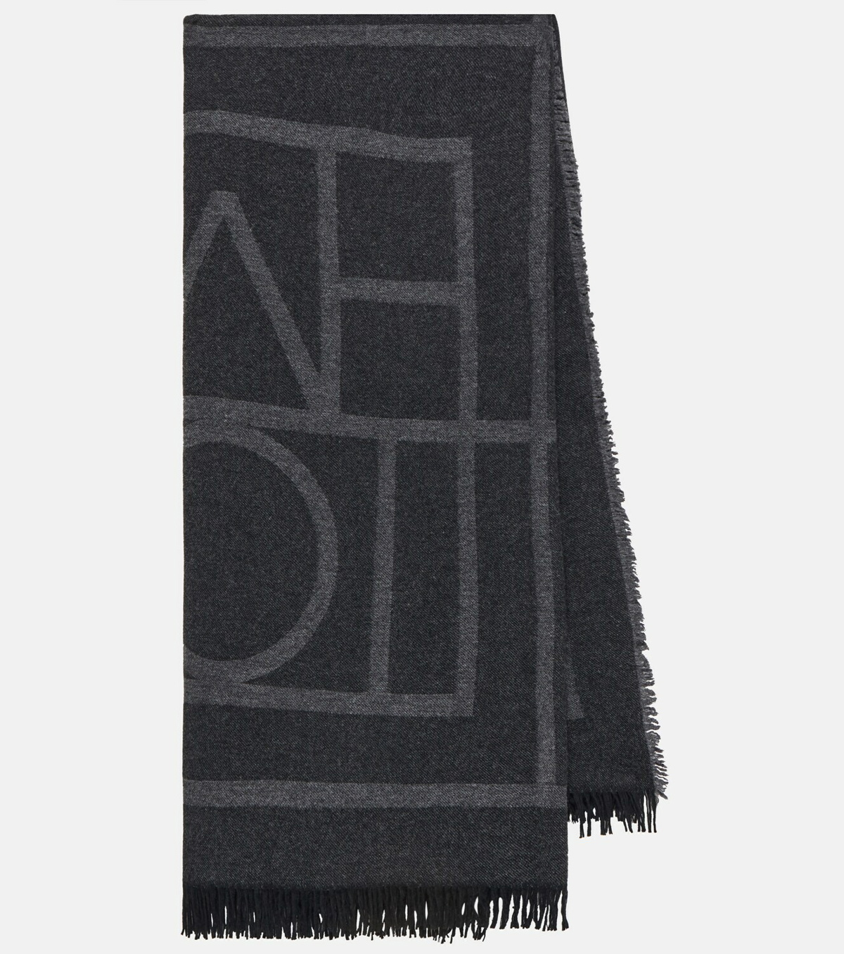 Monogram Wool And Cashmere Scarf in White - Toteme