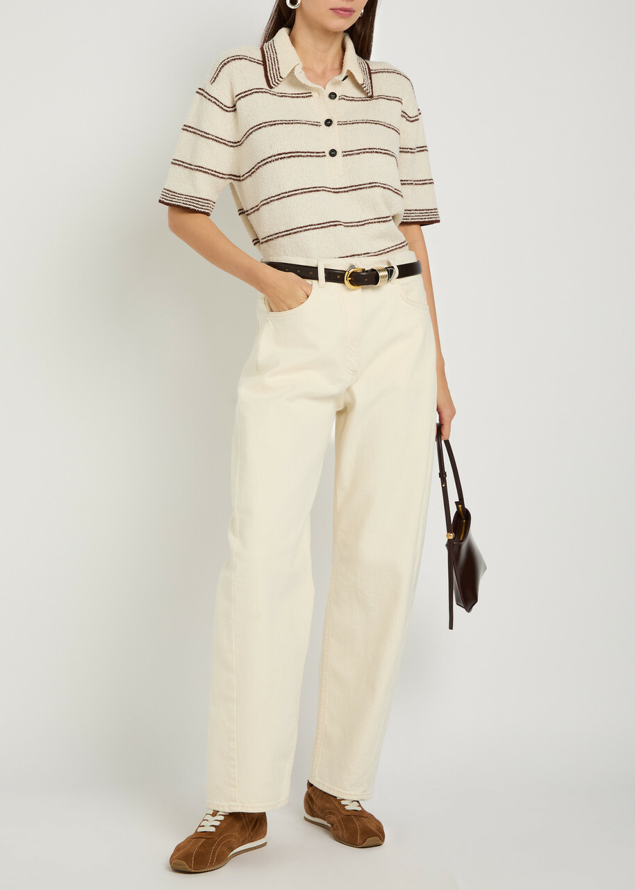 Rohe Striped Towelling Cotton-blend Polo top Beige