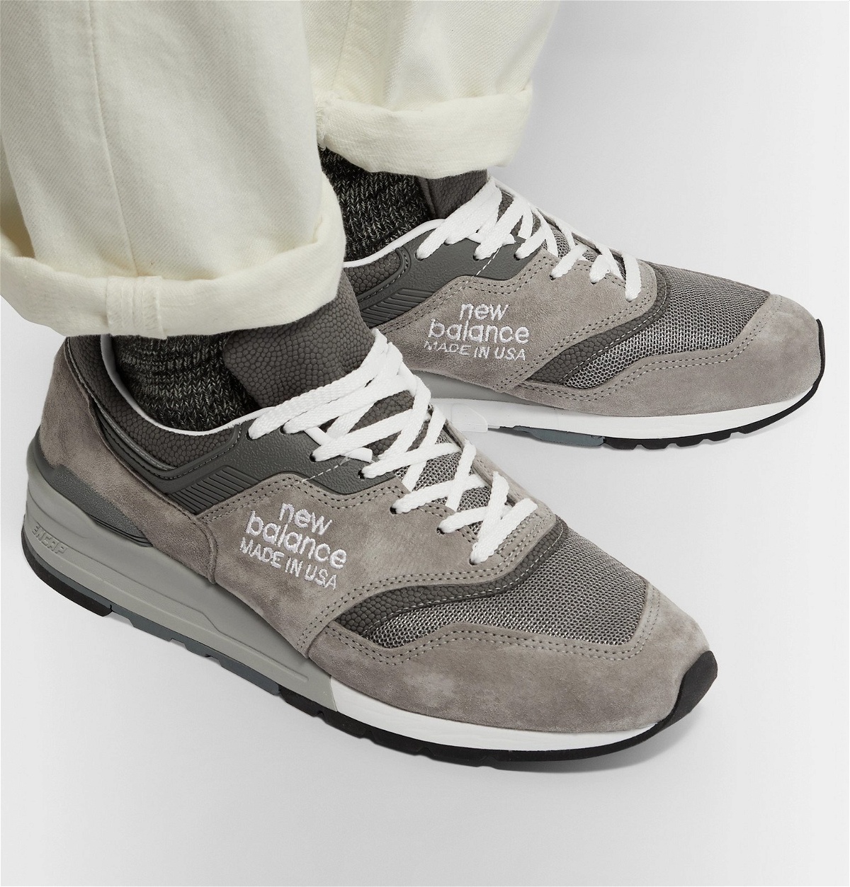 New Balance - M997 Suede, Leather and Mesh Sneakers - Gray New Balance