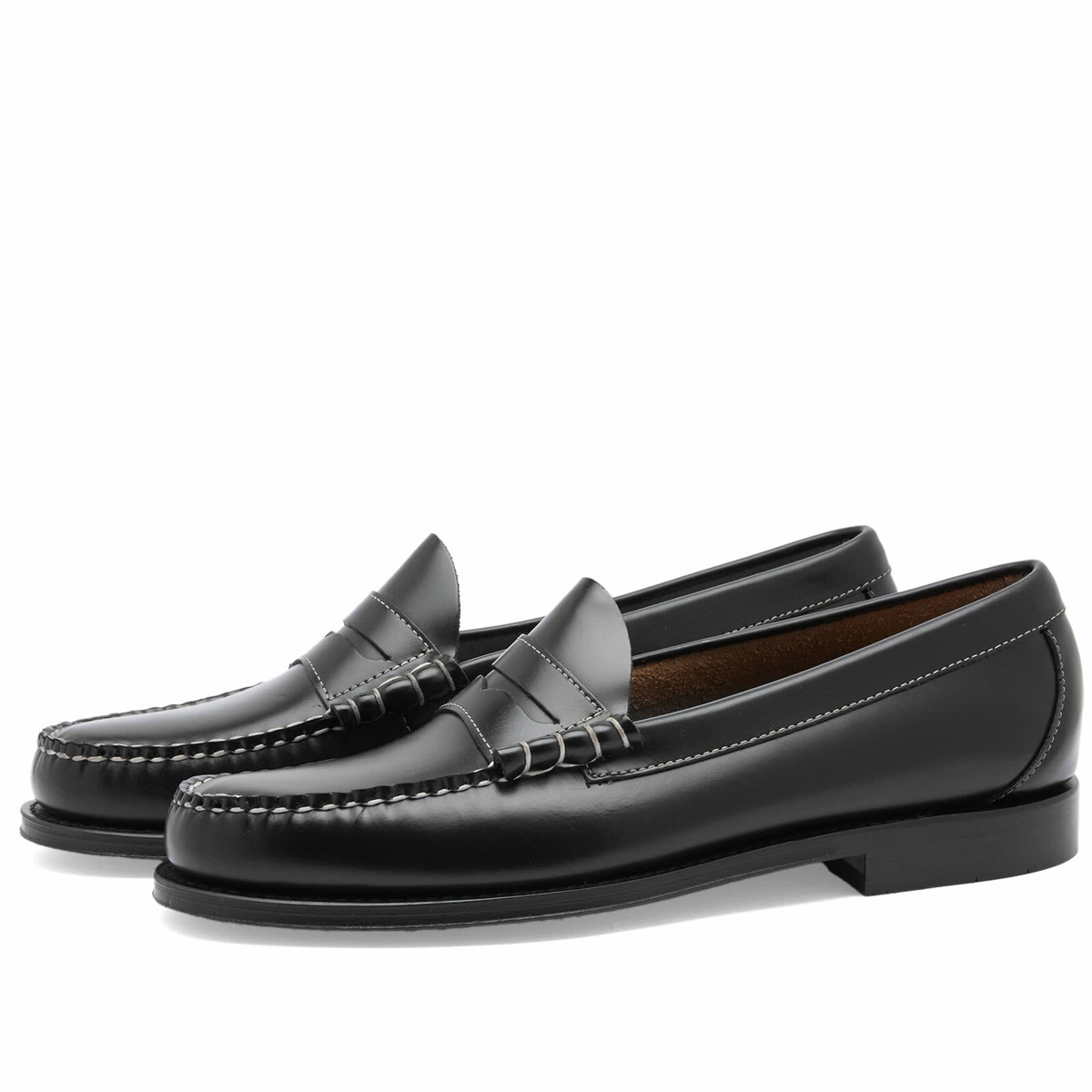 Bass Weejuns Men's Larson Contrast Stitch Penny Loafer in Black Leather ...