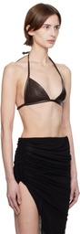 Rick Owens Brown Hollywood Waxy Lamb Leather Bra