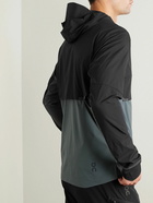 ON - Weather Logo-Print Colour-Block Recycled-Shell Hooded Jacket - Black