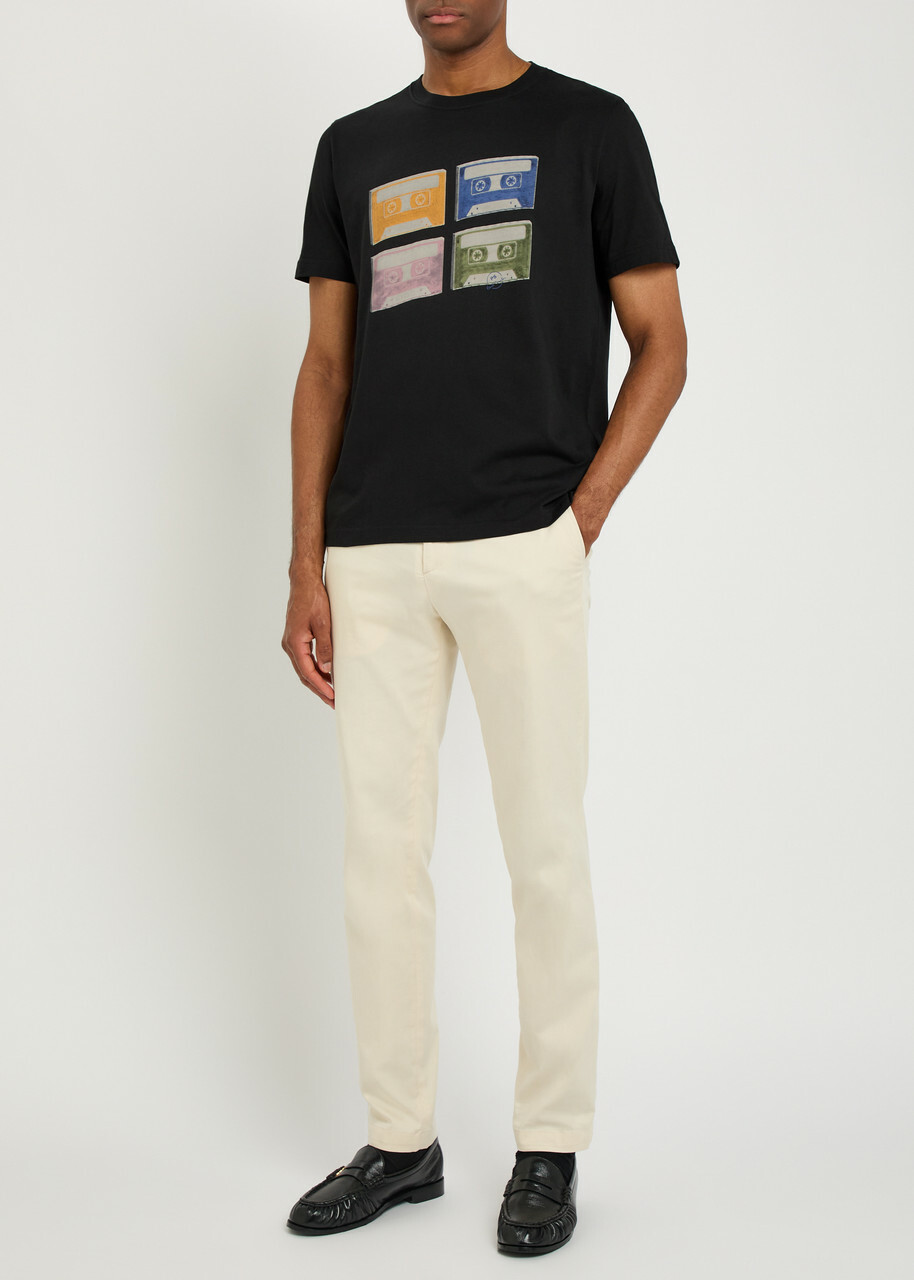 PS Paul Smith Tapes Printed Cotton T-shirt Black