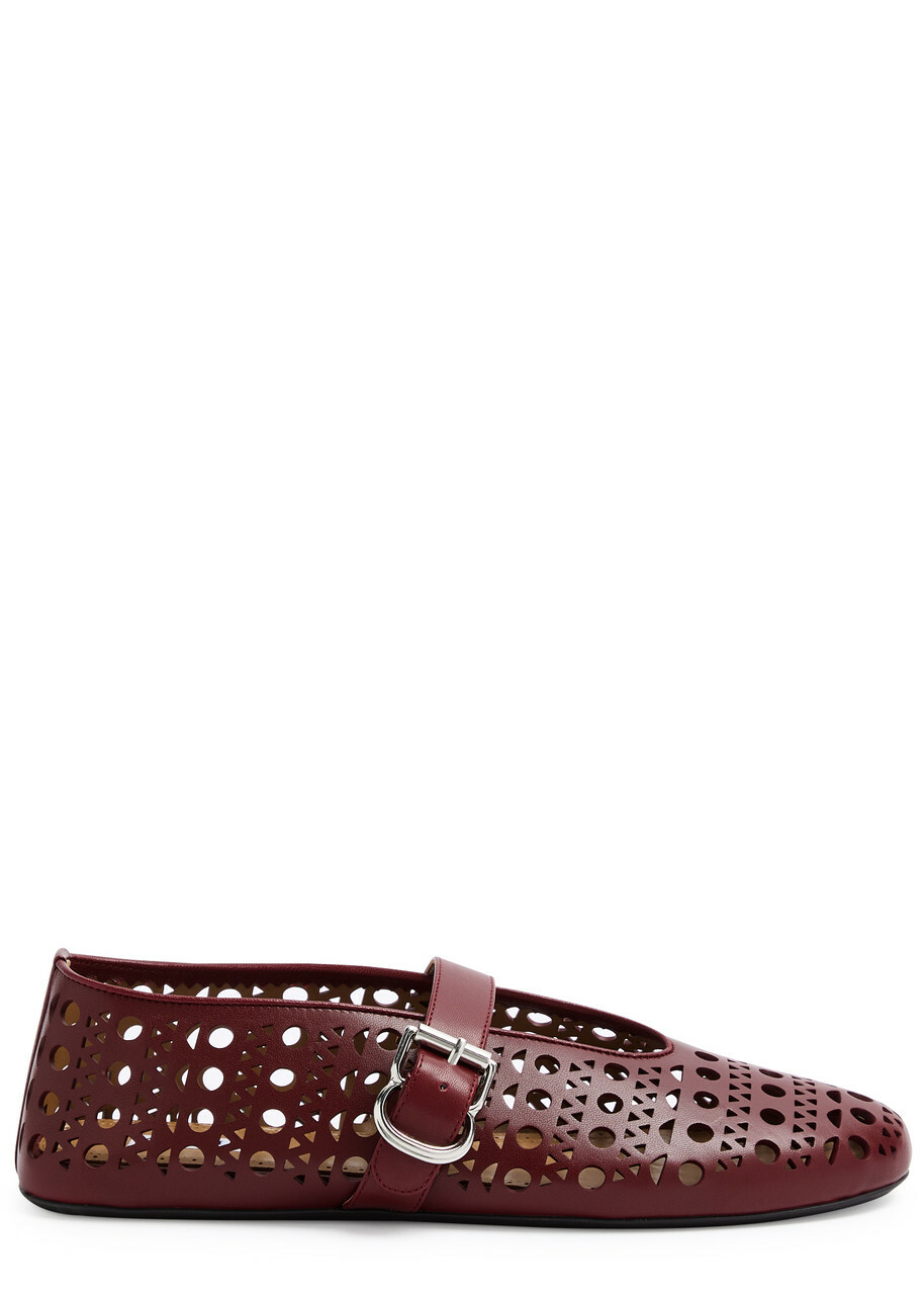 Alaïa Vienne Laser-cut Leather Ballet Flats Burgundy