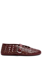 Alaïa Vienne Laser-cut Leather Ballet Flats Burgundy